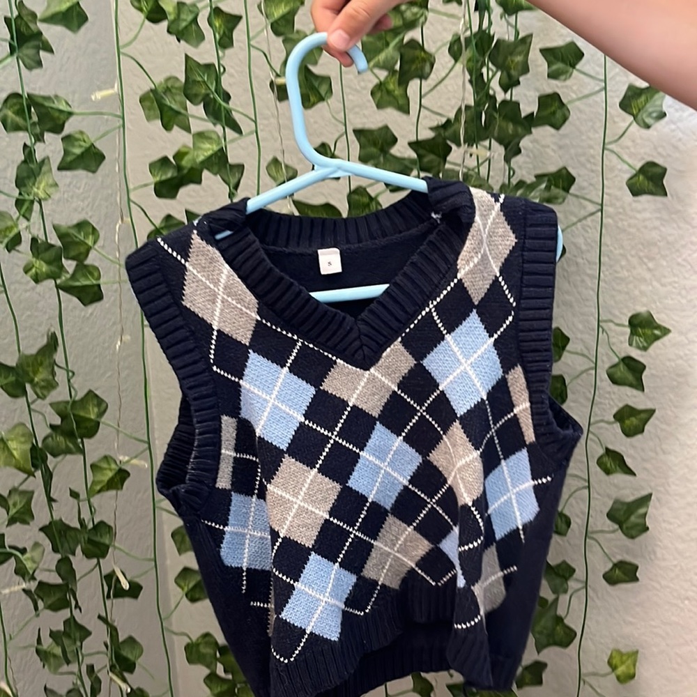 Diamond plaid crop top from shein size small
